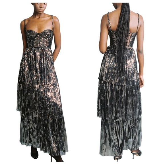 Sabina Musayev Dresses & Skirts - Sabina Musayev Metallic Black Maxi Dress